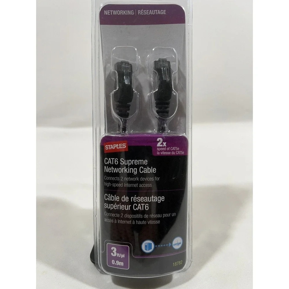 Staples CAT6 Ethernet Cable 3 Foot Networking Patch Cord High Speed
